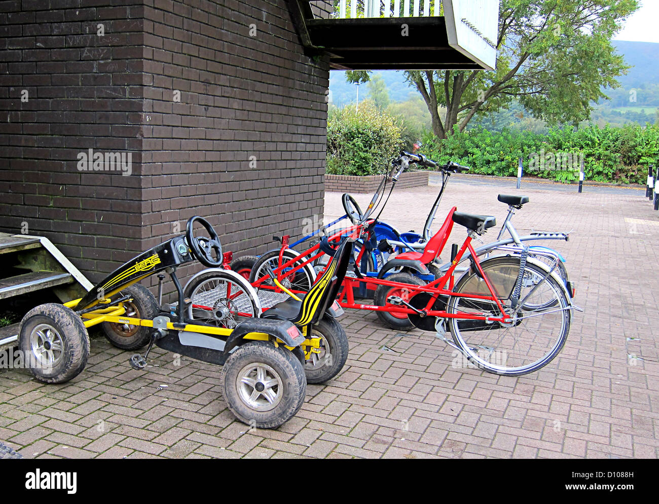 Bikes and trikes belonging to Cycling for the physically disabled charity Stock Photo