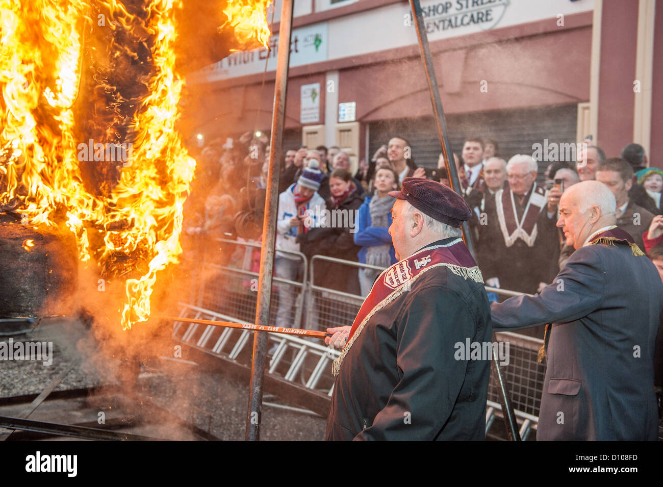 The burning of an effigy of Lundy during the Closing of the Gates ceremony in Londonderry