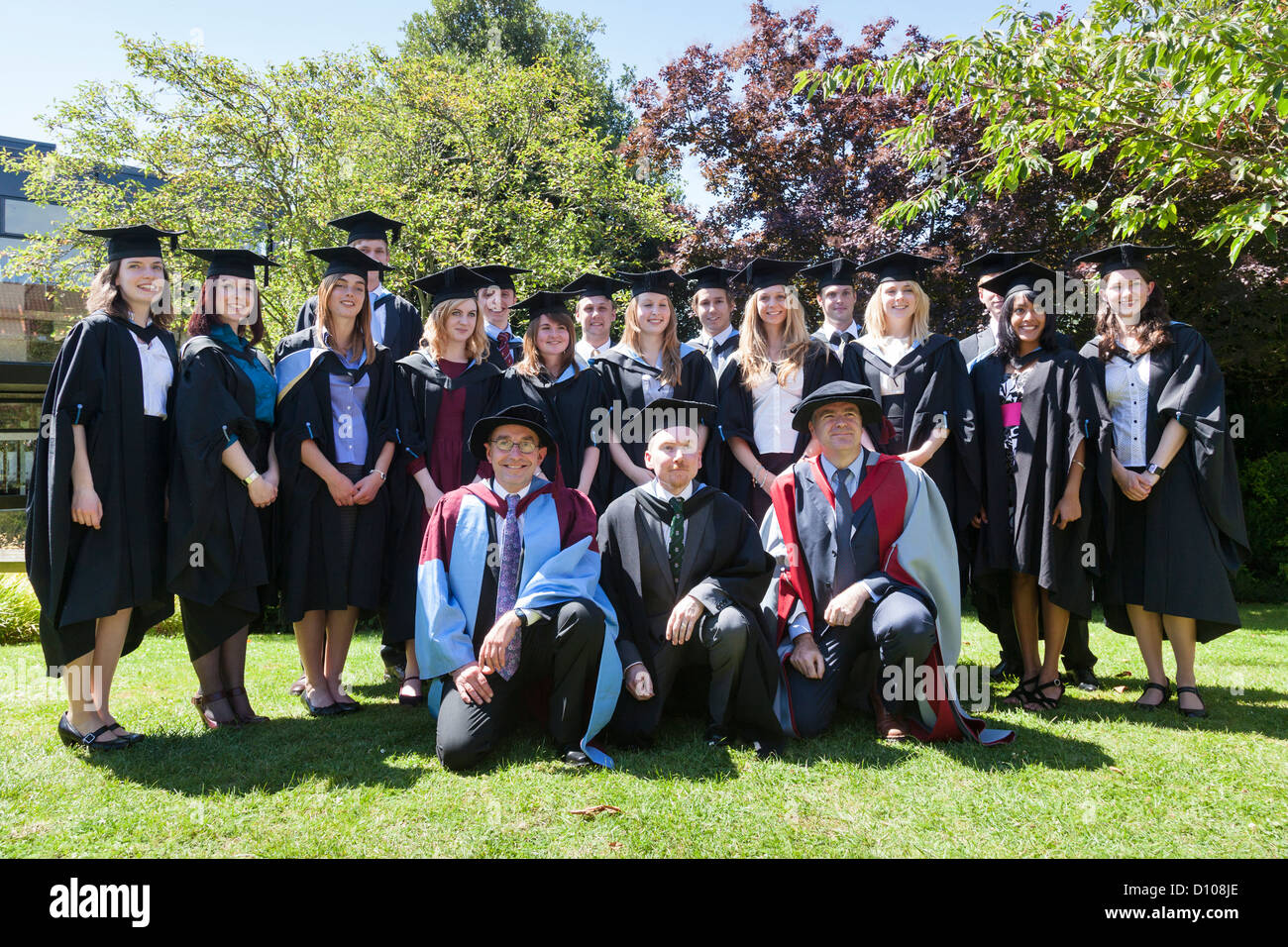 Graduates and their lecturers from the Engineering School of the University of Southampton, England, assemble for a group photo. Stock Photo