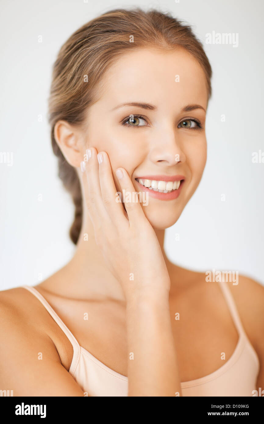face and hands of beautiful woman Stock Photo - Alamy
