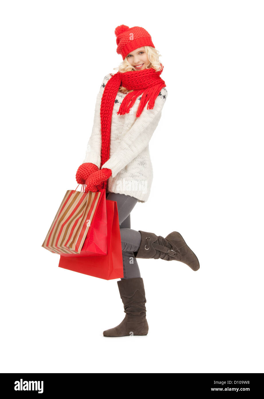 young girl with shopping bags Stock Photo