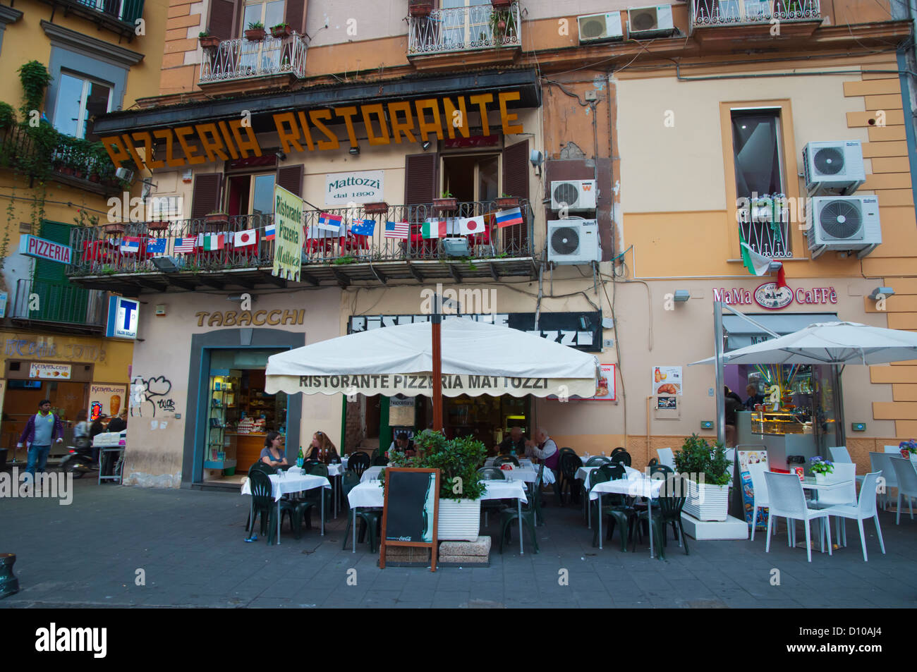 Restaurant and Tabacchi kiosk along Via Toledo street central Naples city La Campania region southern Italy Europe Stock Photo