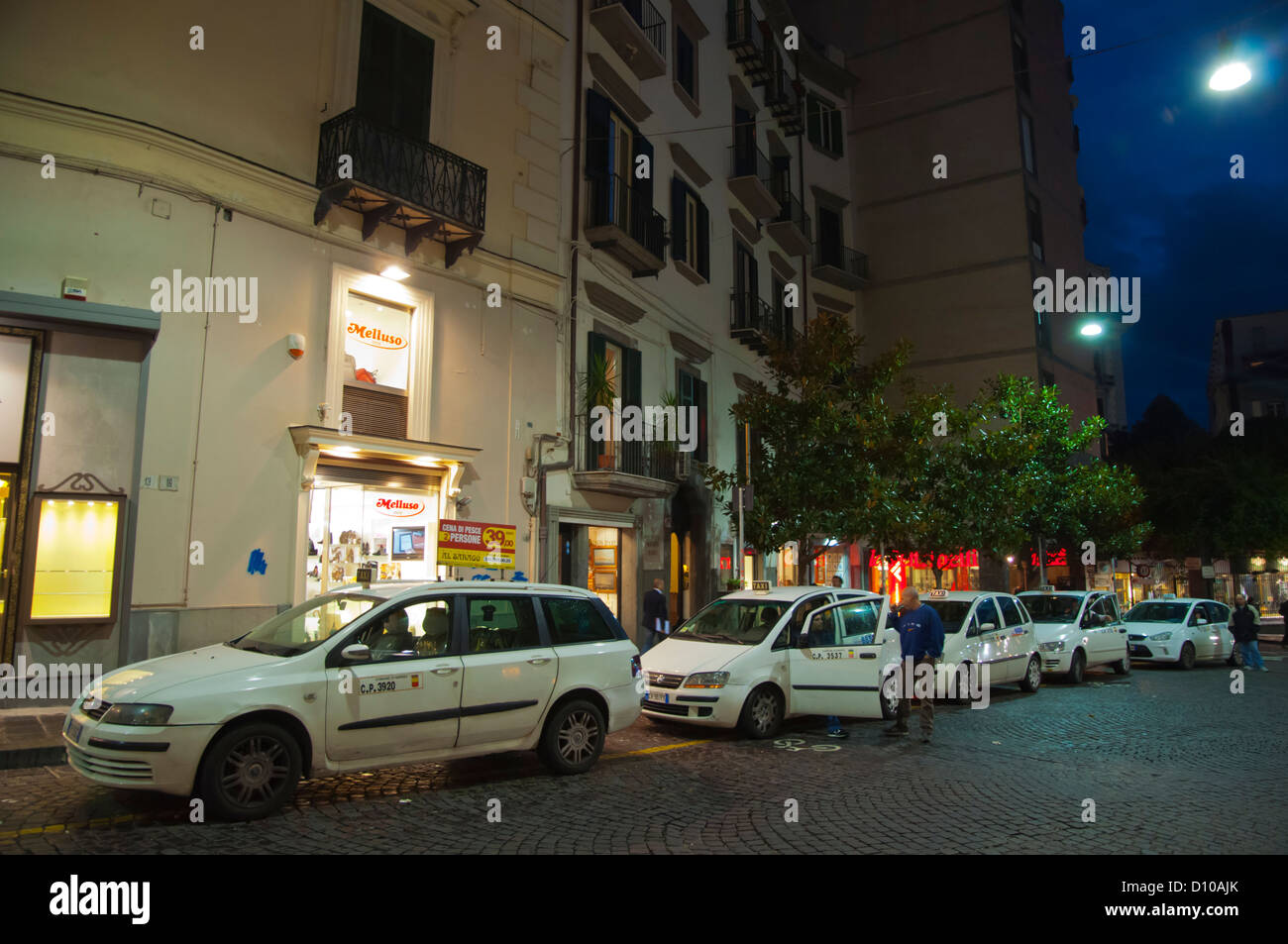 Taxis in Chiaia district Naples city La Campania region southern Italy