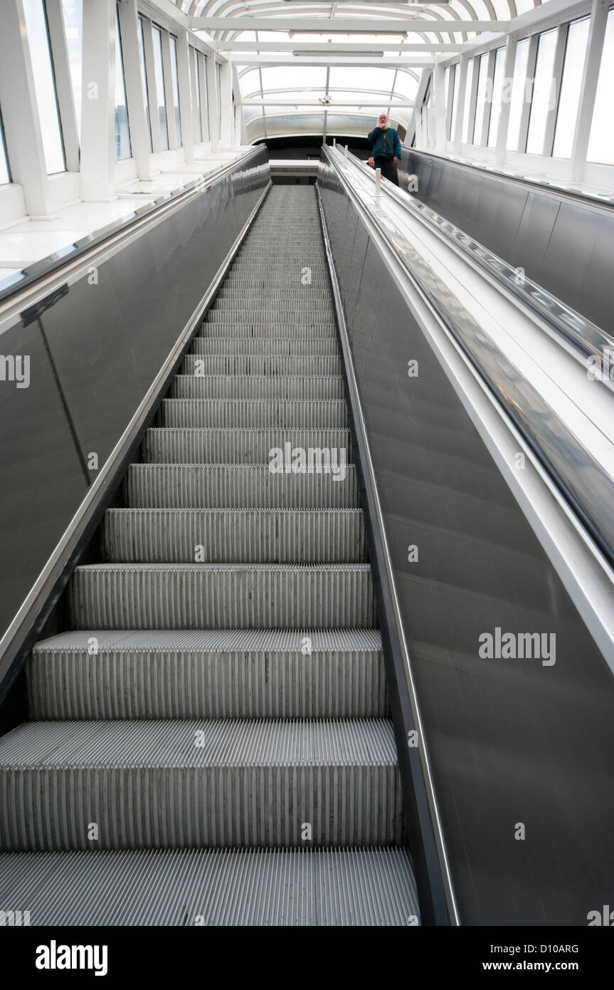 Metal Moving Escalator Stock Photo