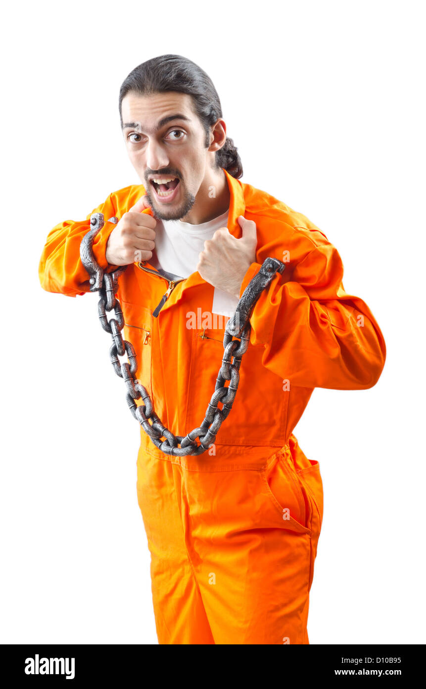 Convicted criminal on white background Stock Photo