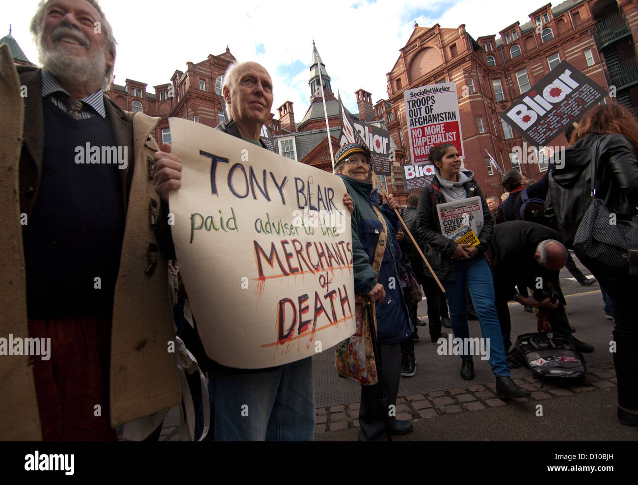 Anti-War Protesters Target Blair Speech At UCL Stock Photo