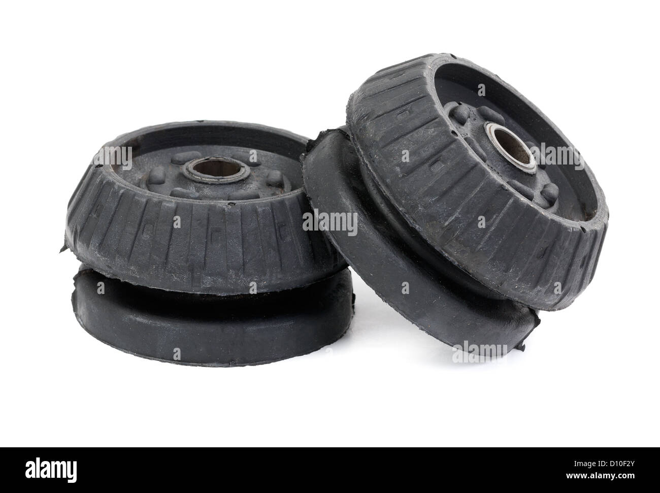 Black support bearing shock absorber car. Isolate on white. Stock Photo