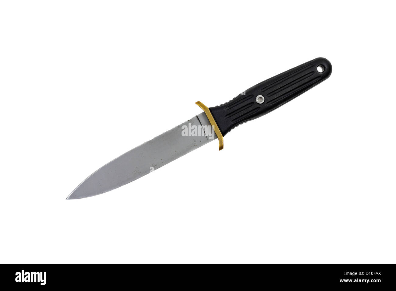 Hunting knife with a gray blade isolated on white background Stock Photo