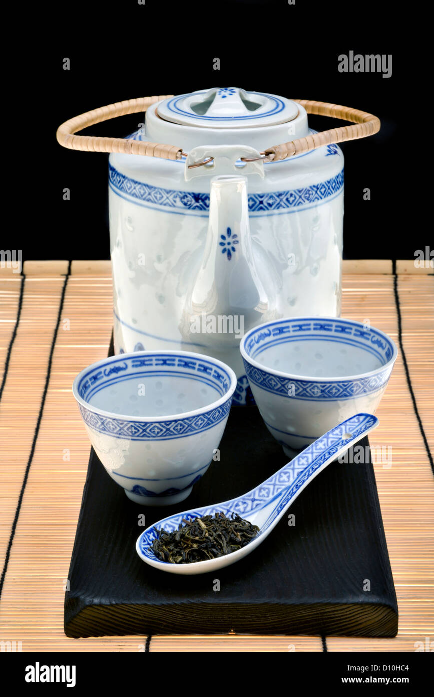 rice pattern Chinese tea set with jasmine tea Stock Photo Alamy