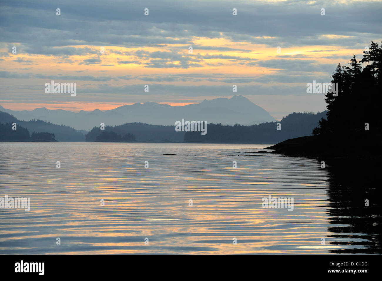 Sunrise skies over Blackney Passage and islands, Hanson Island ...