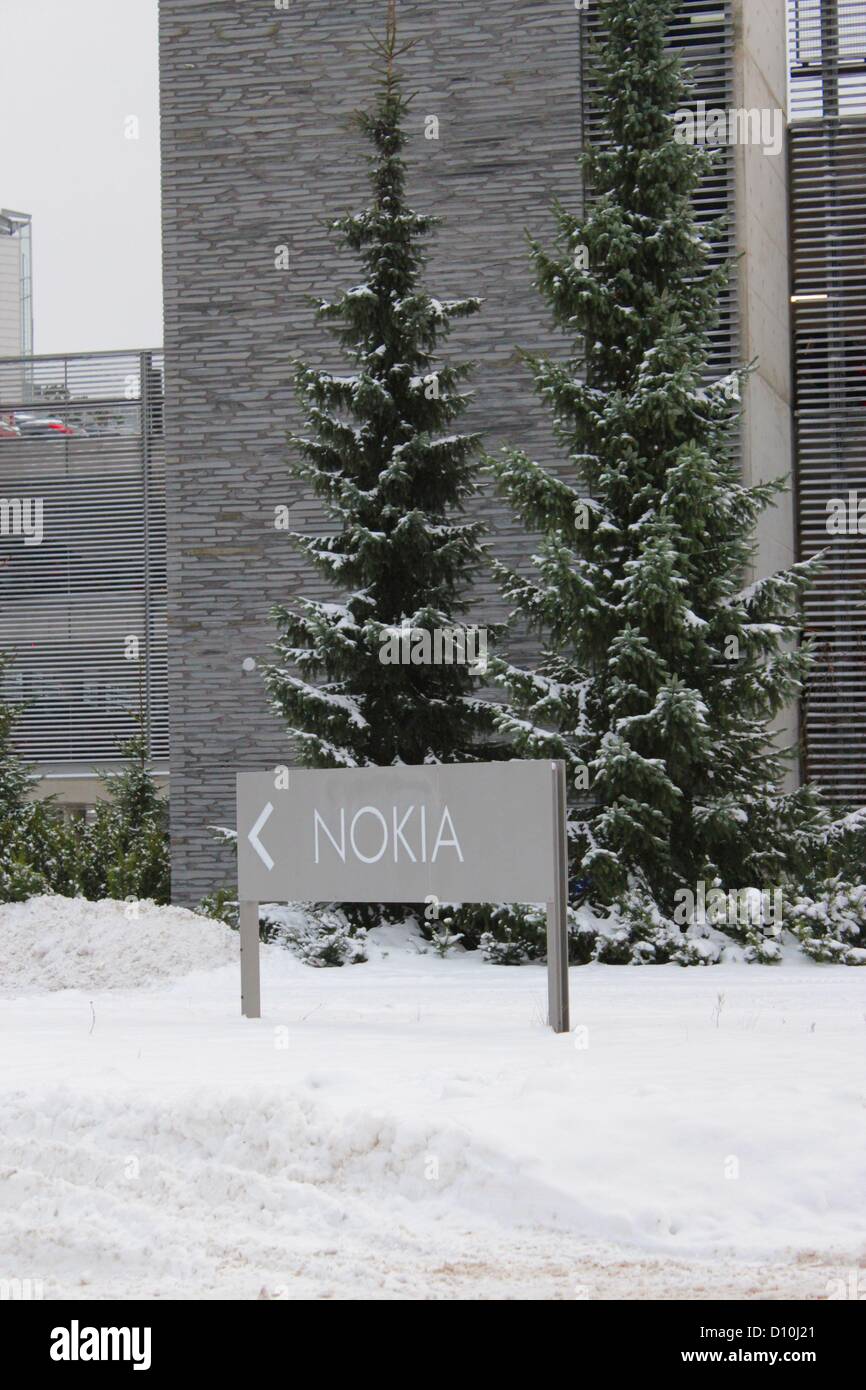 Dec. 4, 2012 - Keilaniemi, Espoo, Finland. Mobile phone manufacture Nokia sells its headquarters in Espoo. The company will stay as a tenant in the premises. The high rise building at Keilaniemi, Espoo, is sold to a Finnish company specialized in real estate investment management, Exilion, for 170 million Euros. Stock Photo