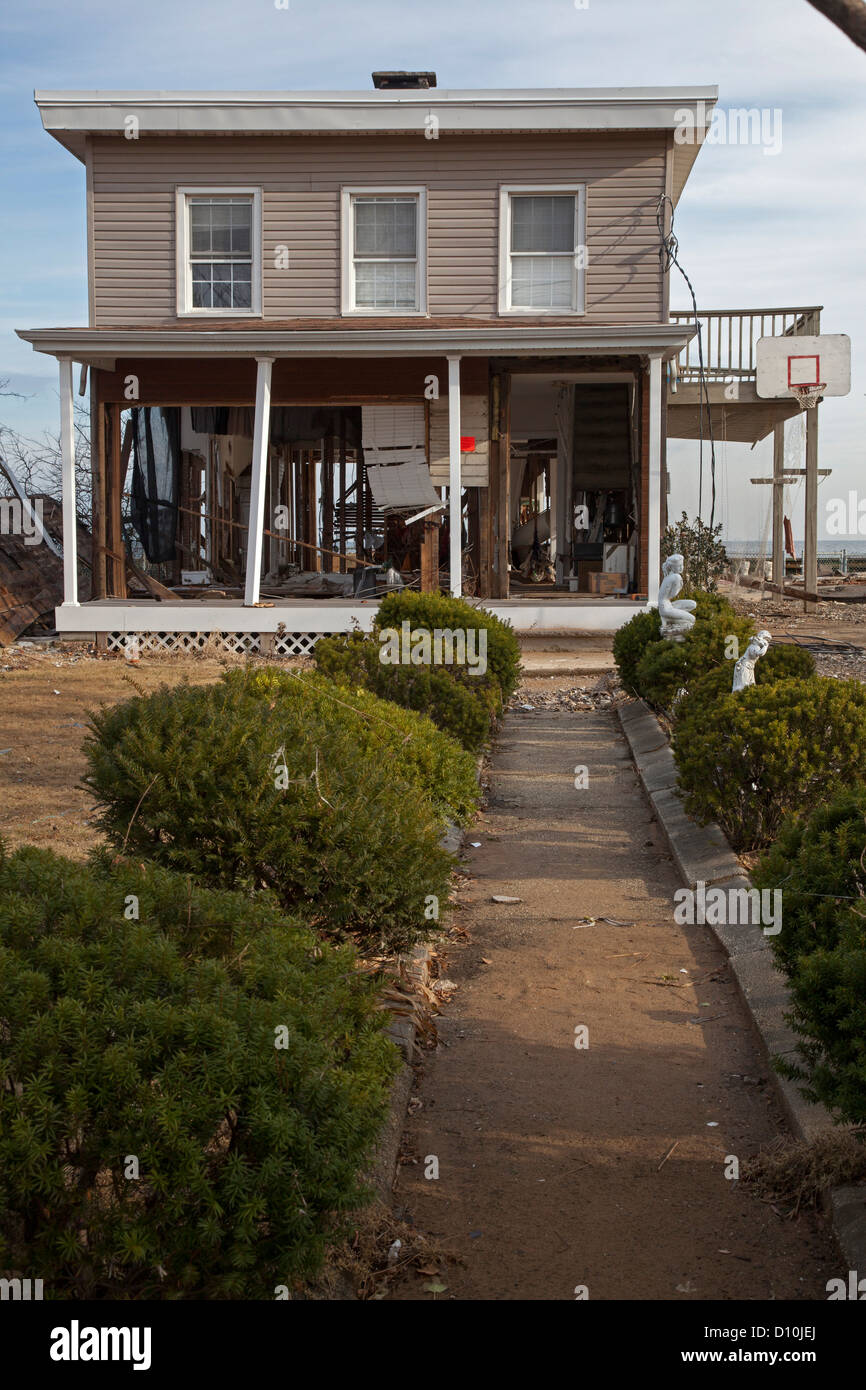 Union Beach, New Jersey A house on the New Jersey shore severly