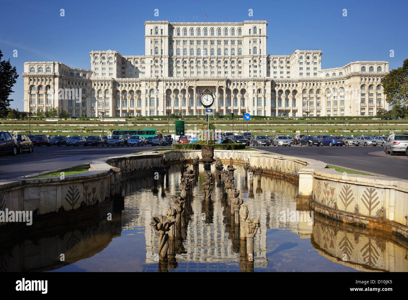 Bucharest, Romania, the Palace of the Parliament (Palatul Parlamentului) at Piata Constitutiei Stock Photo