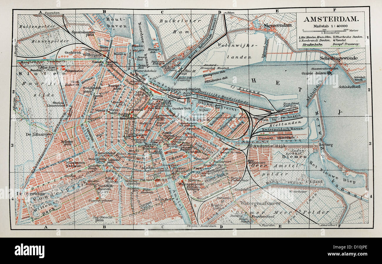 Vintage map of Amsterdam Stock Photo