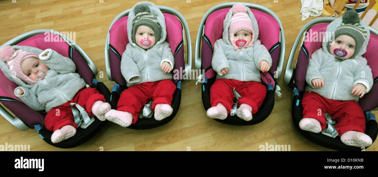 Newborn Quadruplets In Car Seats