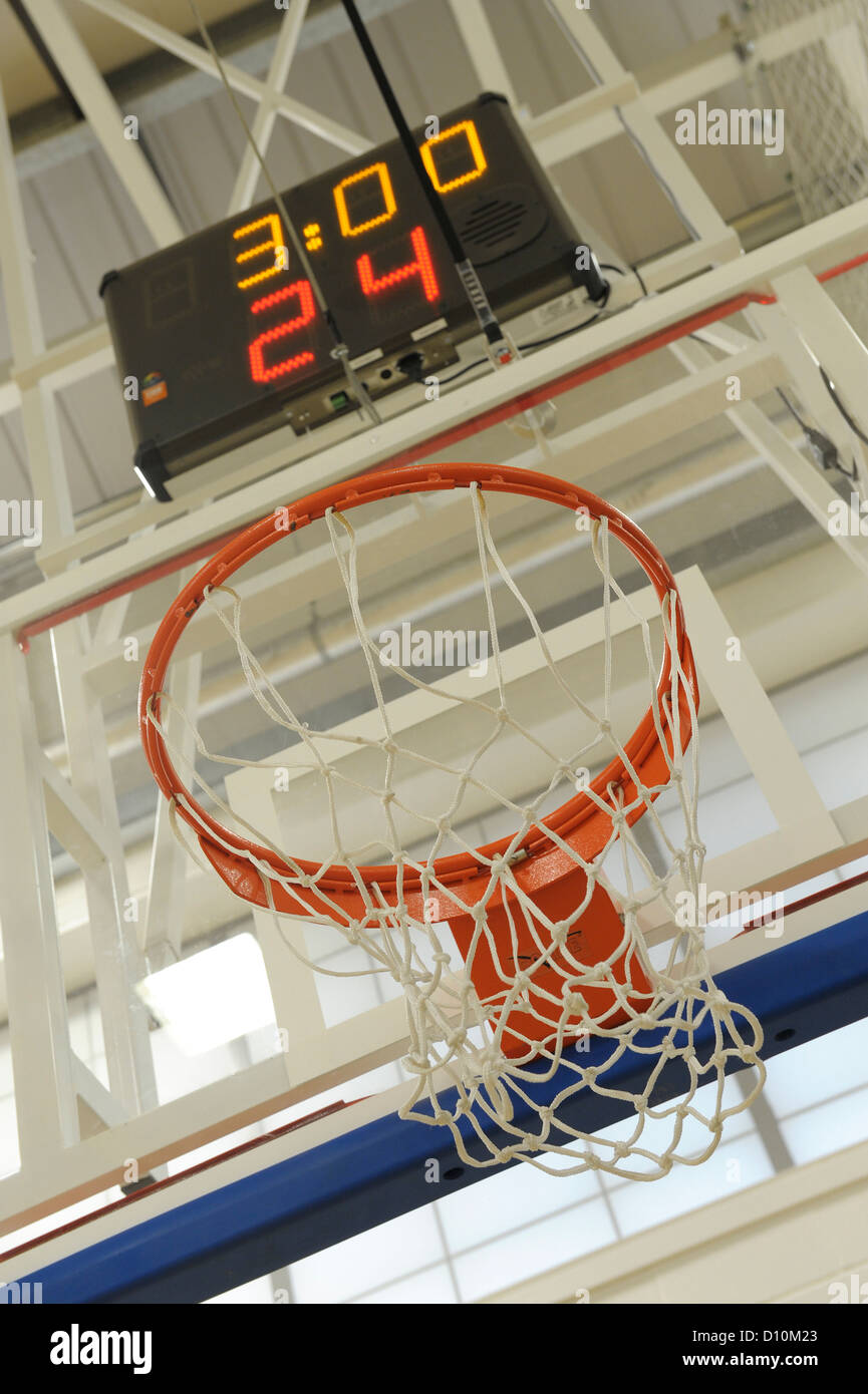 Basketball net and scoreboard Stock Photo