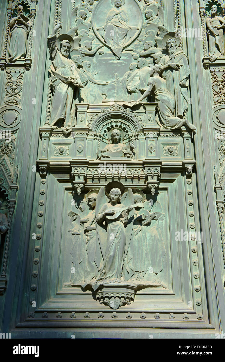 Close up of the bronze doors sculptures of the Florence Duomo