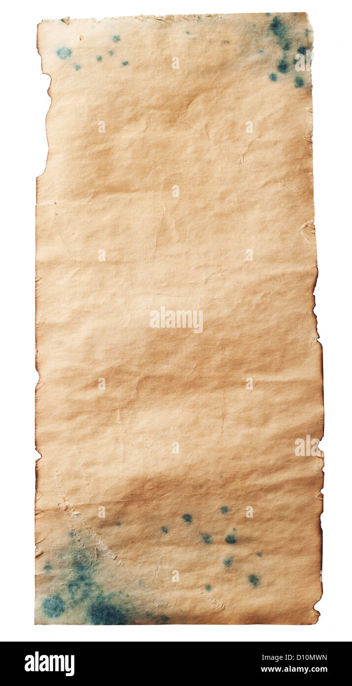 Retro aged grunge paper, isolated on white Stock Photo