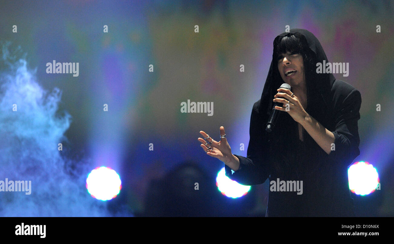Swedish singer Loreen performs the annual review show 'Menschen 2012' (People of 2012) aired on public television broadcasting station ZDF in Munich, Germany, 2 December 2012, Photo: Marc Mueller Stock Photo