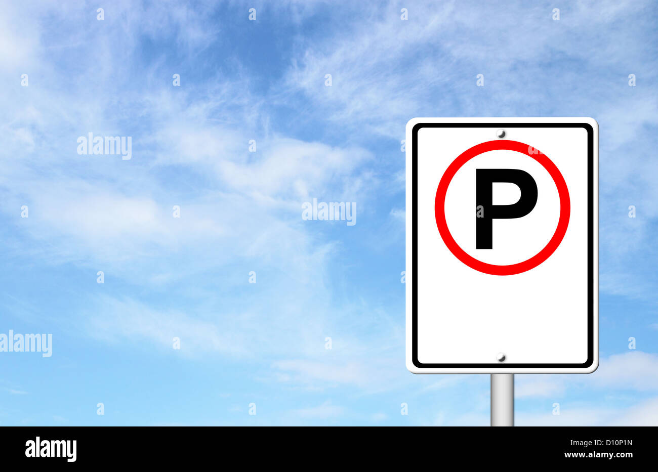 parking sign blank for text with blue sky Stock Photo - Alamy