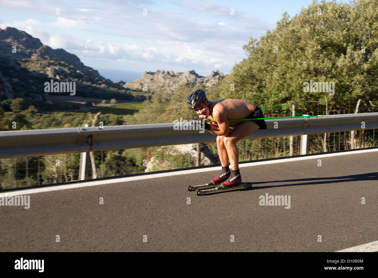 Mallorca Balearic islands Summer crosscountry Ski Training man skiing