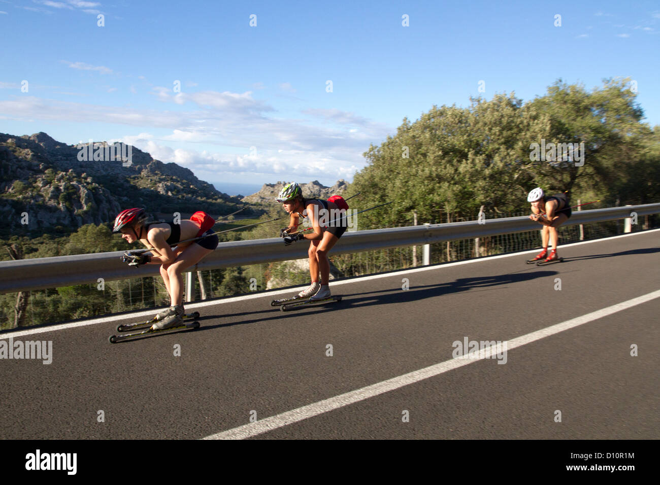 Summer crosscountry Ski Training women skiing sport Mallorca Balearic