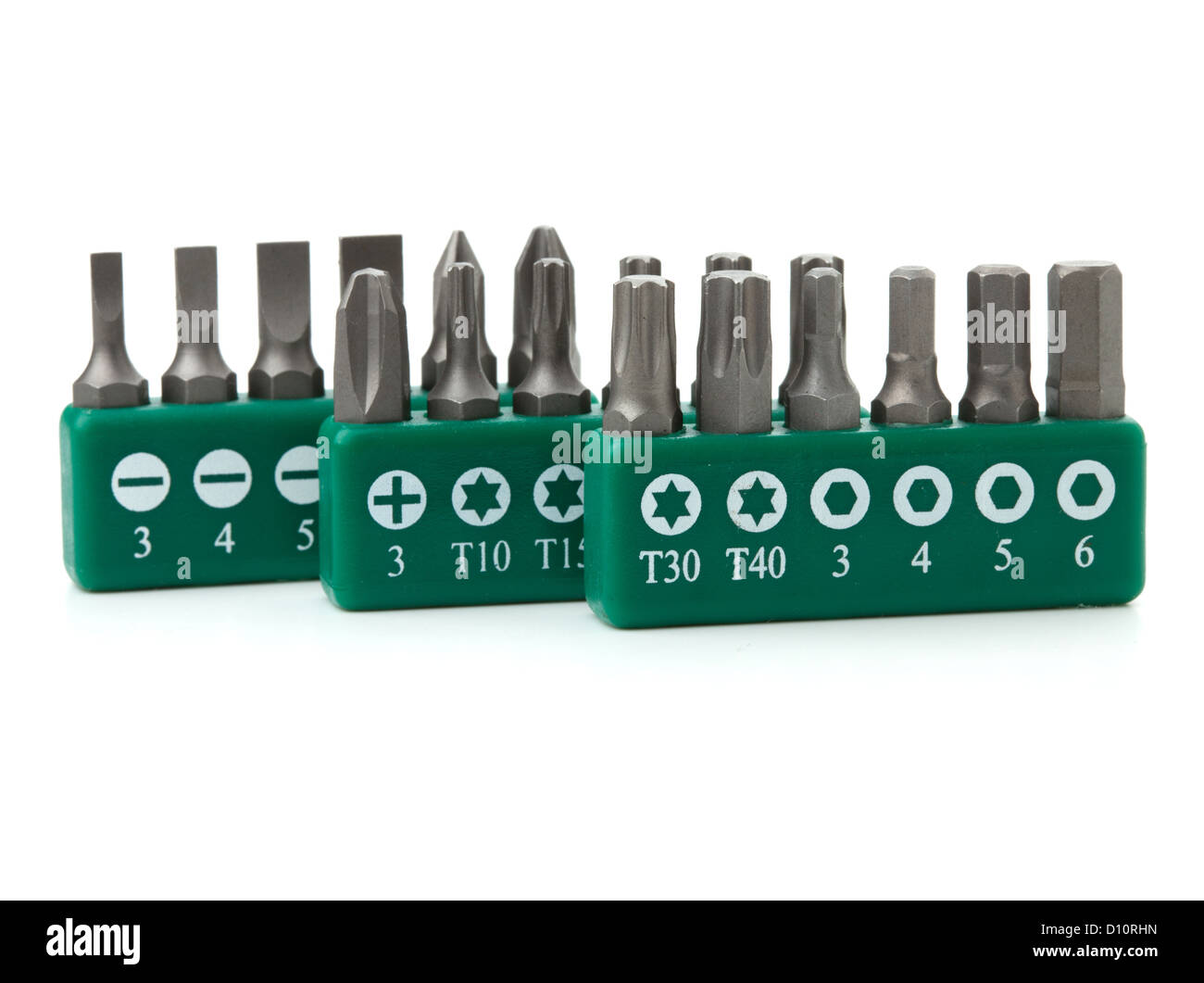 Tools collection Set of heads for screwdriver (bits). Isolated on