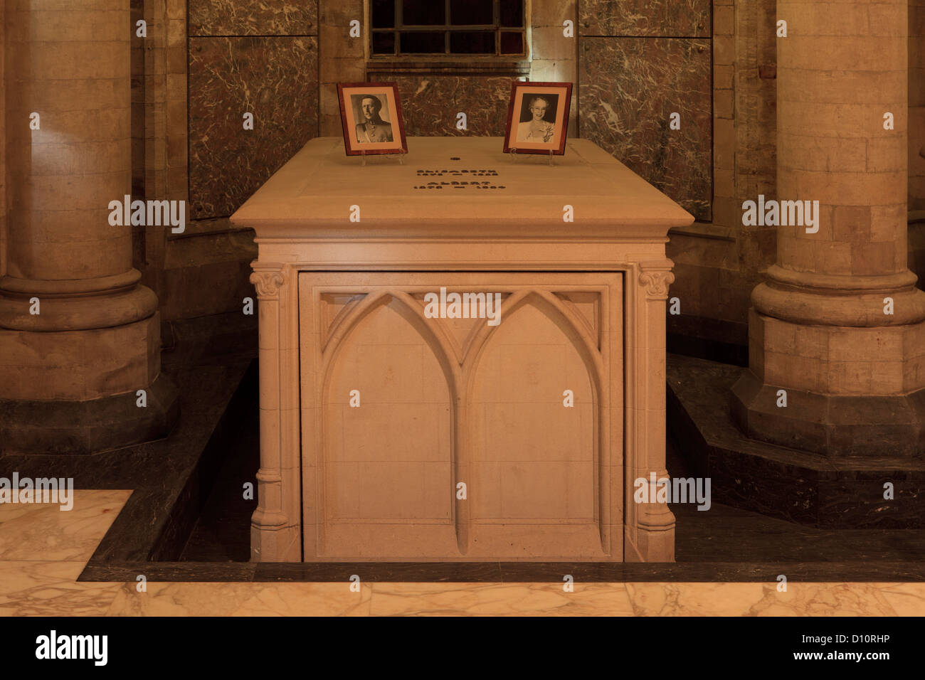 Grave of King Albert I and Queen Elisabeth at the Royal Crypt in Laeken ...