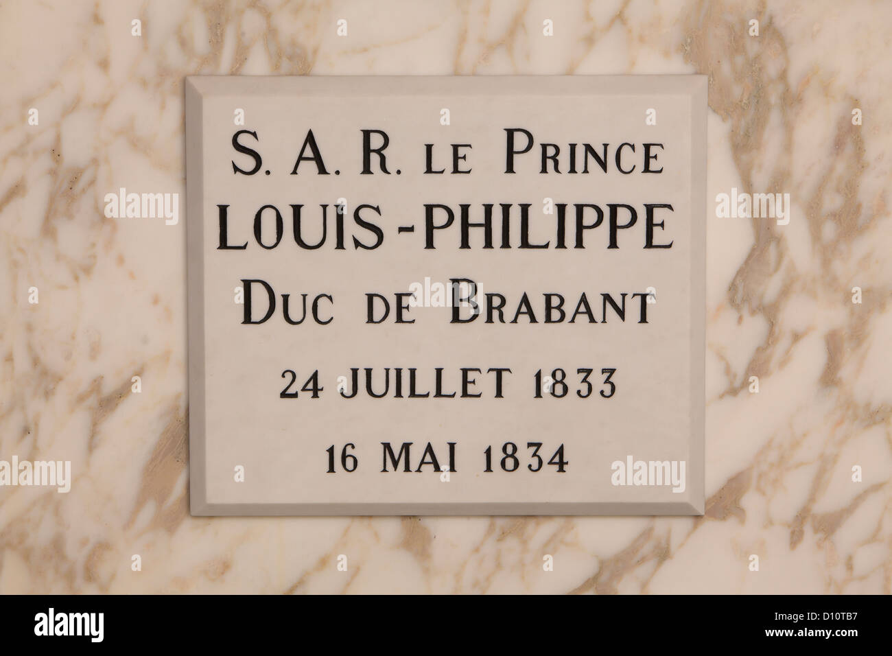 Tomb of Louis-Philippe, Crown Prince of Belgium (1833-1834), at the