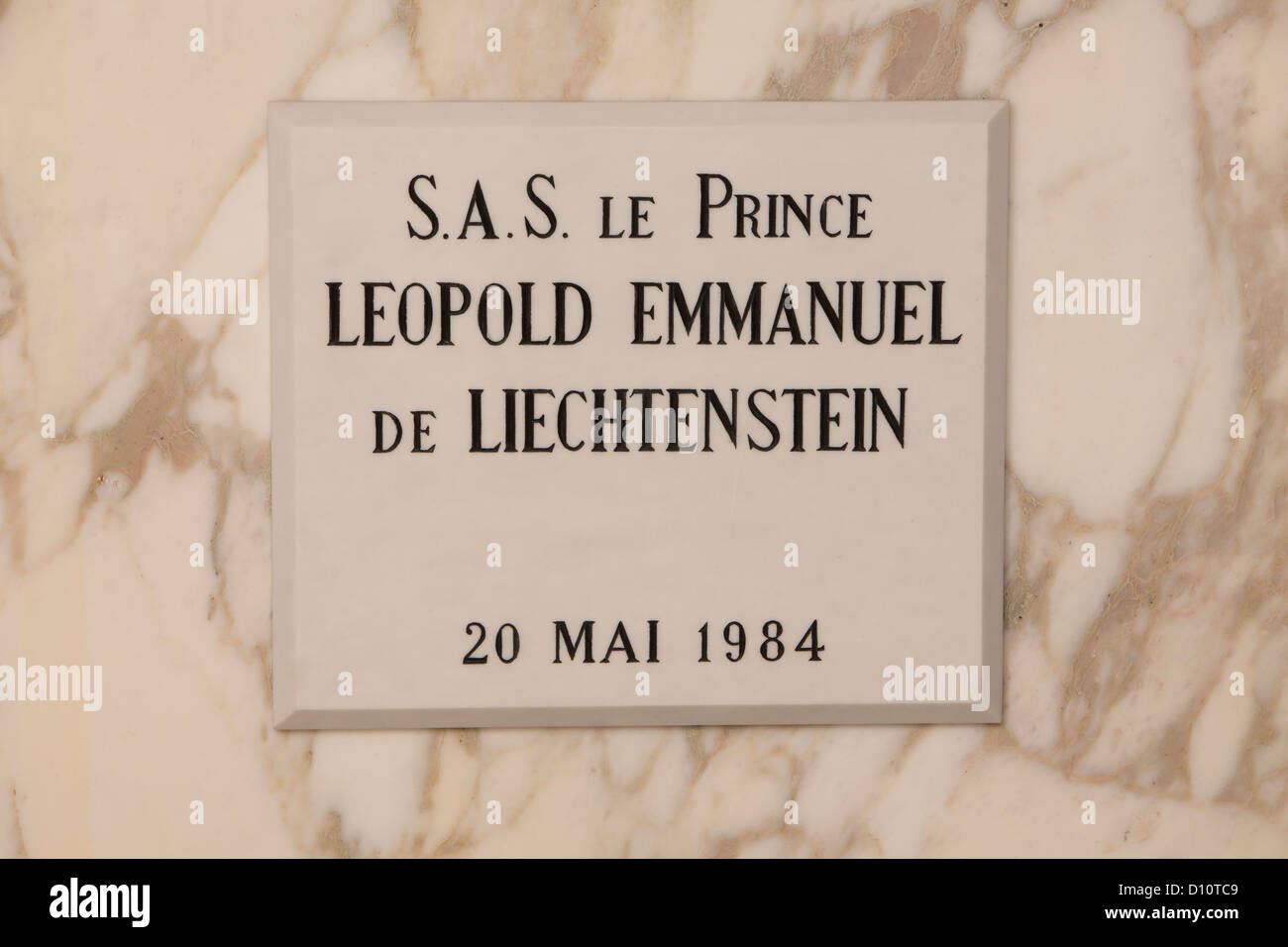 Tomb of Prince Leopold Emmanuel Jean Marie of Liechtenstein (1984-1984) at the Royal Crypt in Laeken, Belgium Stock Photo