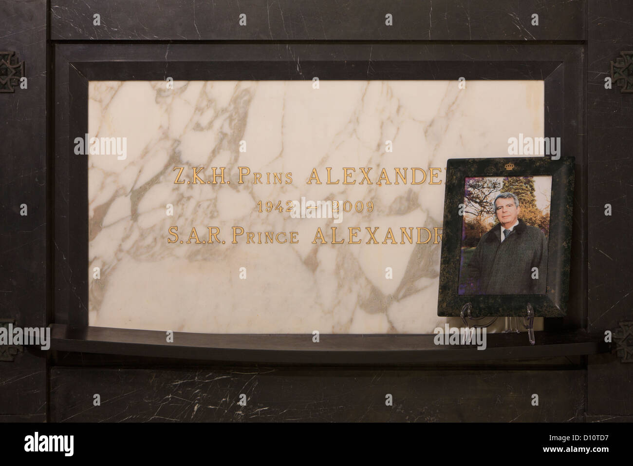 Tomb of Prince Alexander of Belgium (1942-2009) at the Royal Crypt in ...