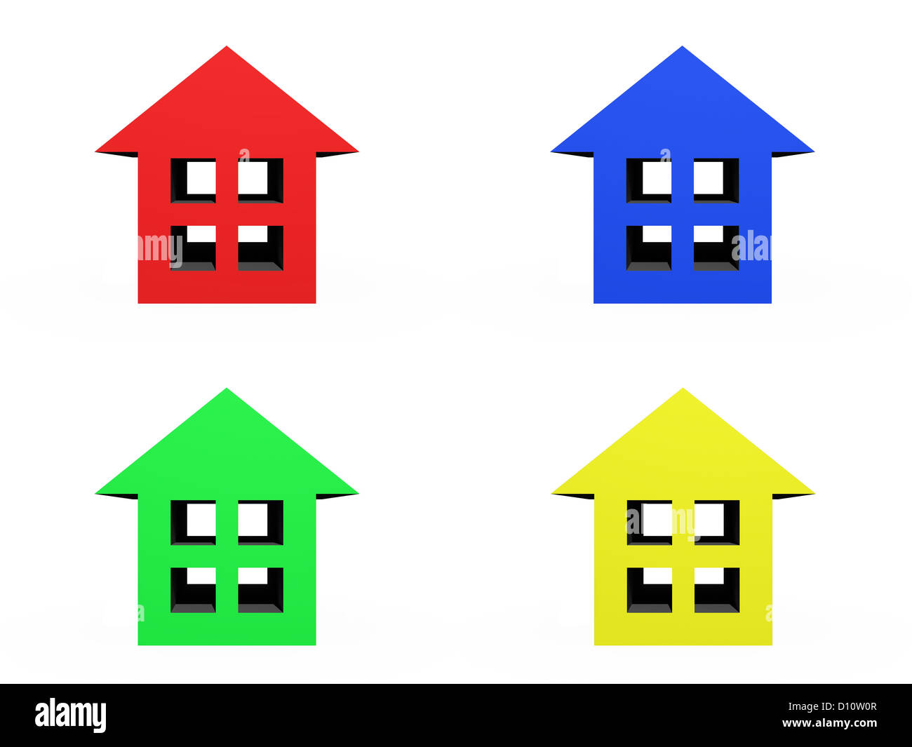 3D houses isolated against a white background Stock Photo - Alamy