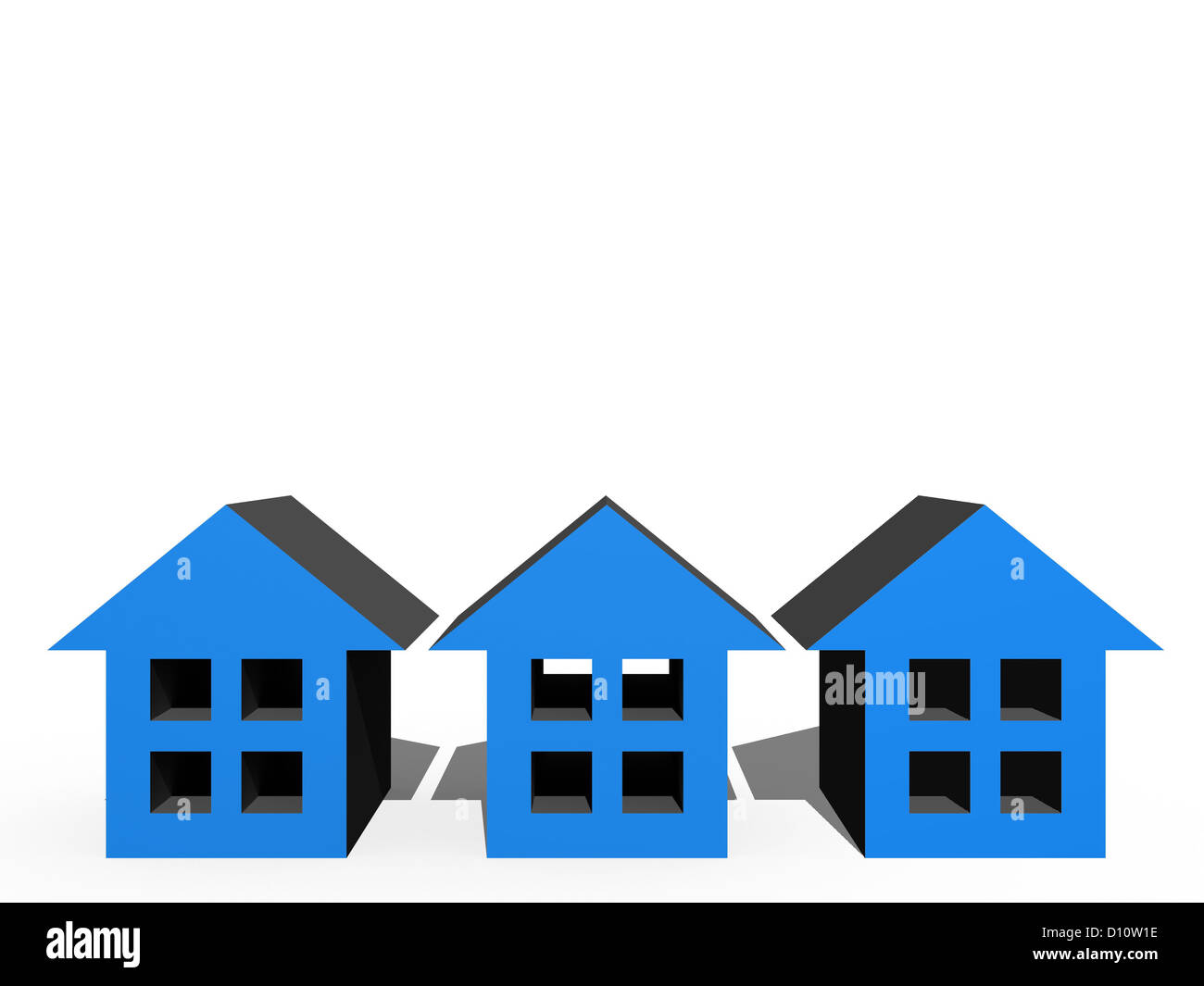 3D houses isolated against a white background Stock Photo - Alamy