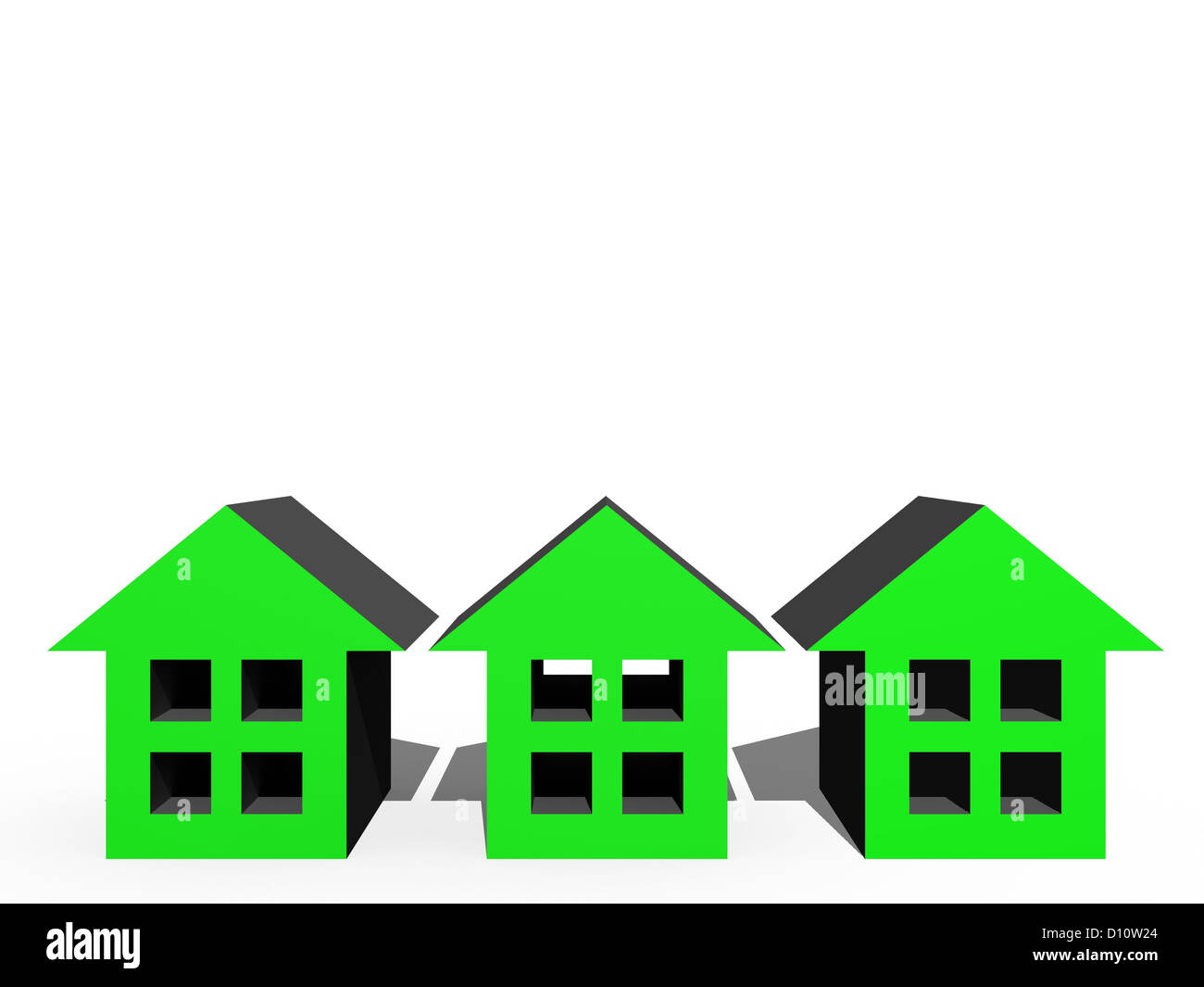 3D houses isolated against a white background Stock Photo - Alamy