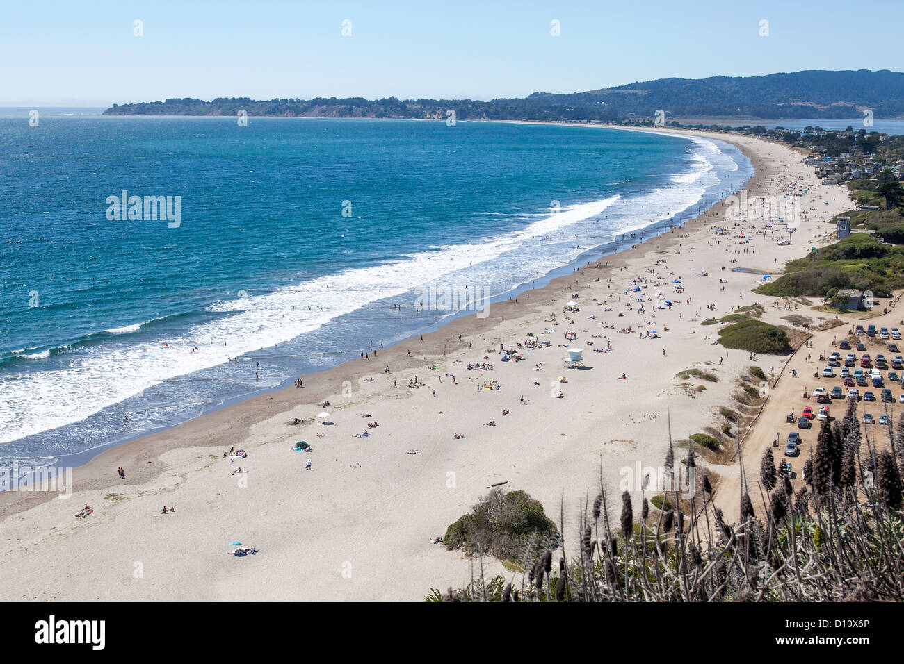 A view of Stinson Beach on the California coast along the Pacific Coast