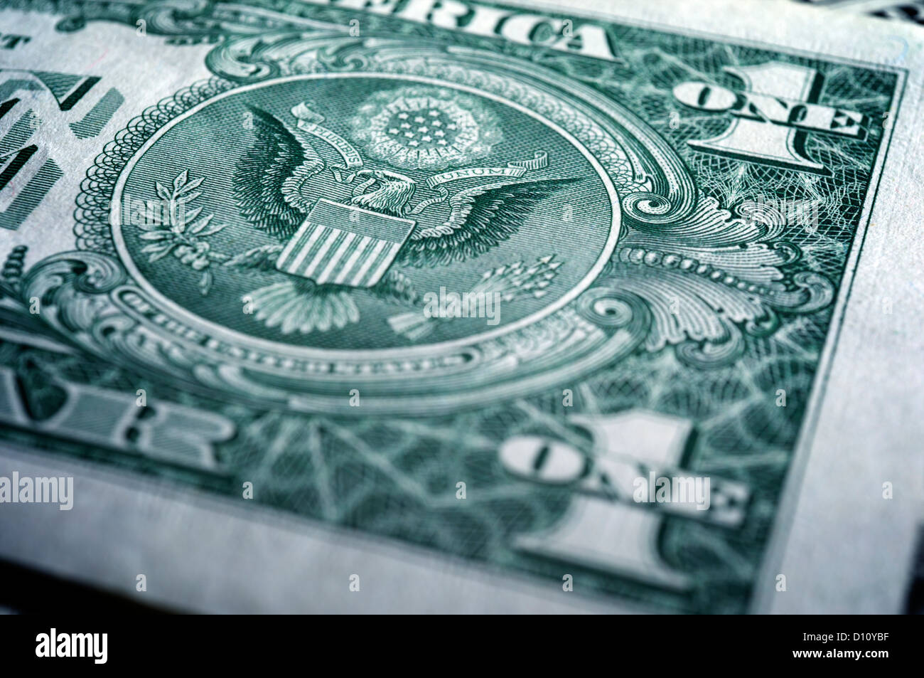 Detail of the official seal and coat of arms on a US dollar bill Stock Photo Alamy