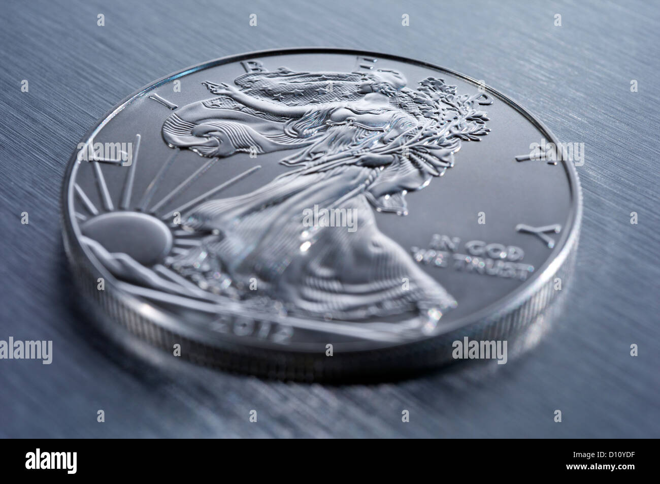 US Mint 2012 Liberty American Silver Eagle Bullion BU Coin $1 One 1 Dollar Stock Photo