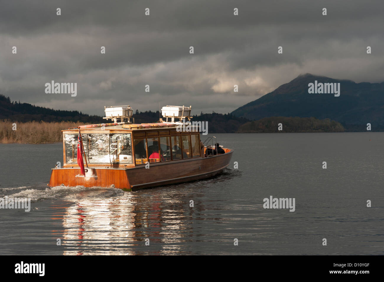 The Keswick Launch  Annie Mellor Derwent Water Keswick the Lake District Cumbria UK in winter sunlight Stock Photo