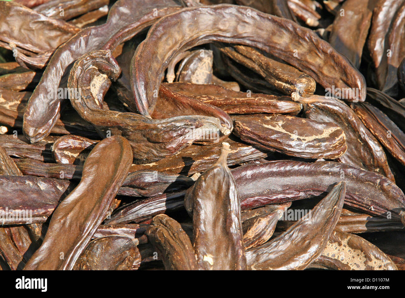 many carob dried Brown for sale to the fruit market Stock Photo Alamy
