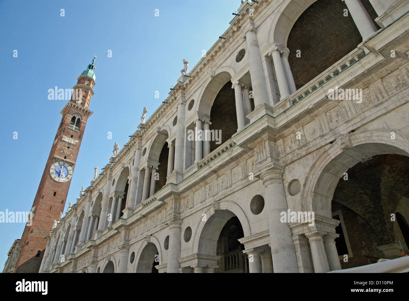 Basilica Palladiana with high tower in the Centre of vicenza in Italy