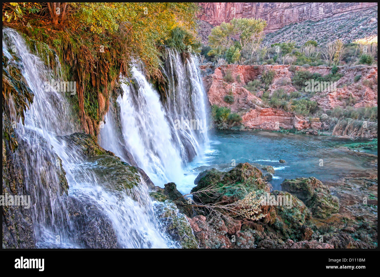 Navajo Falls - Havasupai Indian Reservation, Grand Canyon AZ Stock Photo