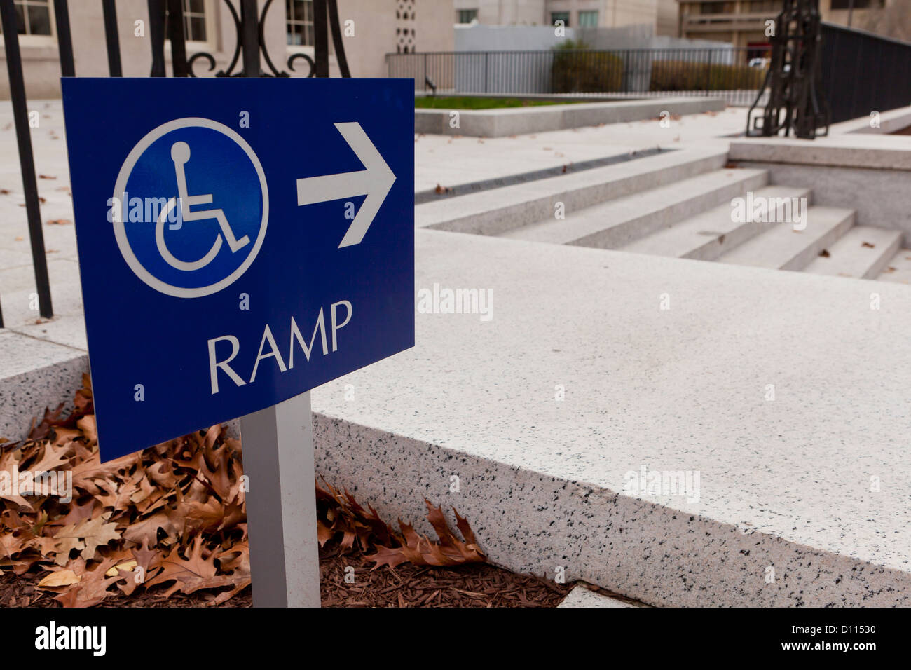 Wheelchair ramp sign Stock Photo