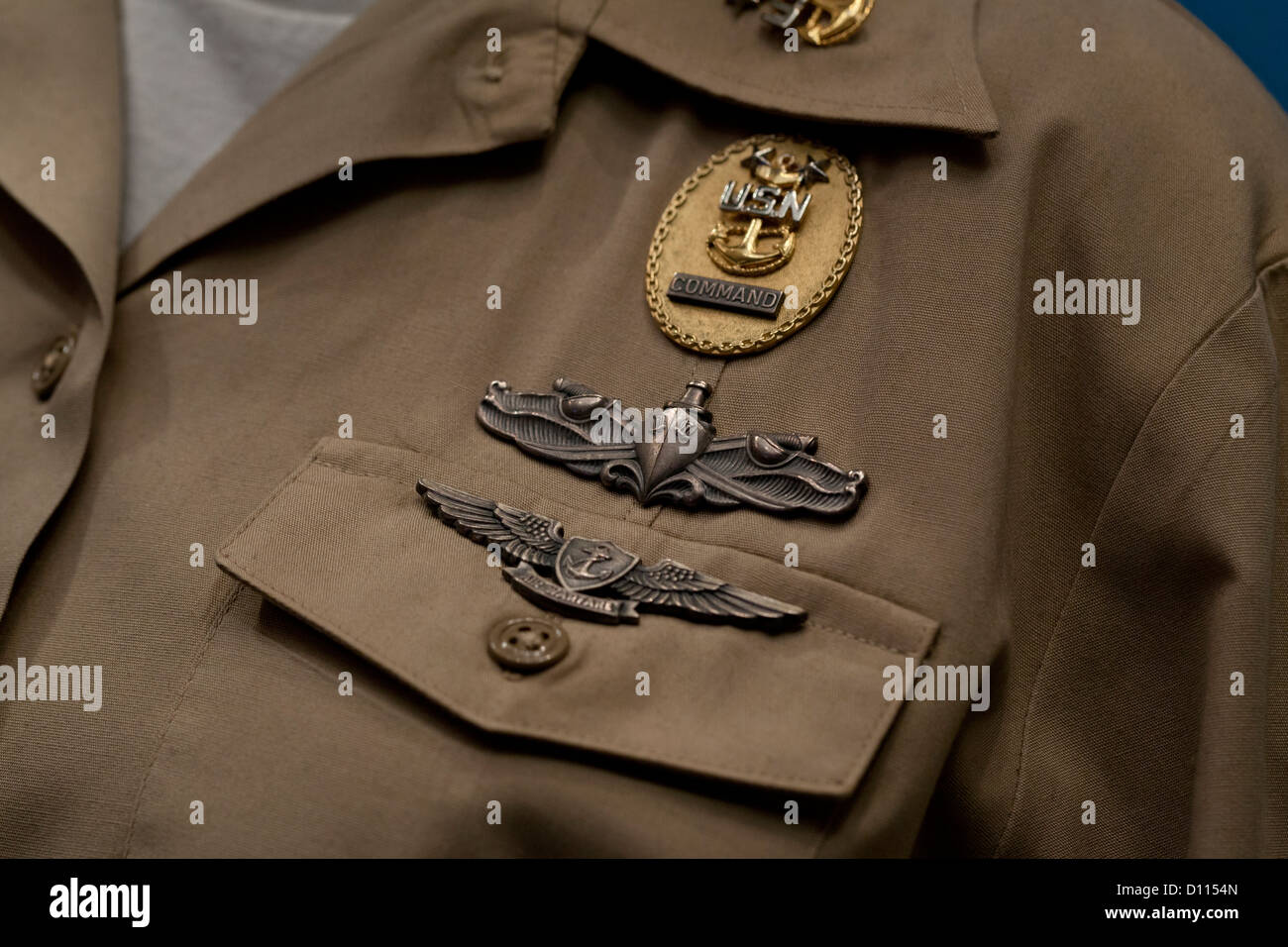 Navy officer medals on Service Dress Khaki Uniform Stock Photo