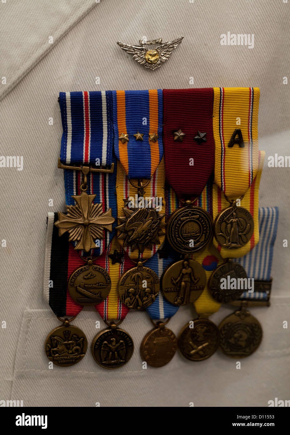 Antique US Navy medals on Service Dress White Uniform Stock Photo - Alamy