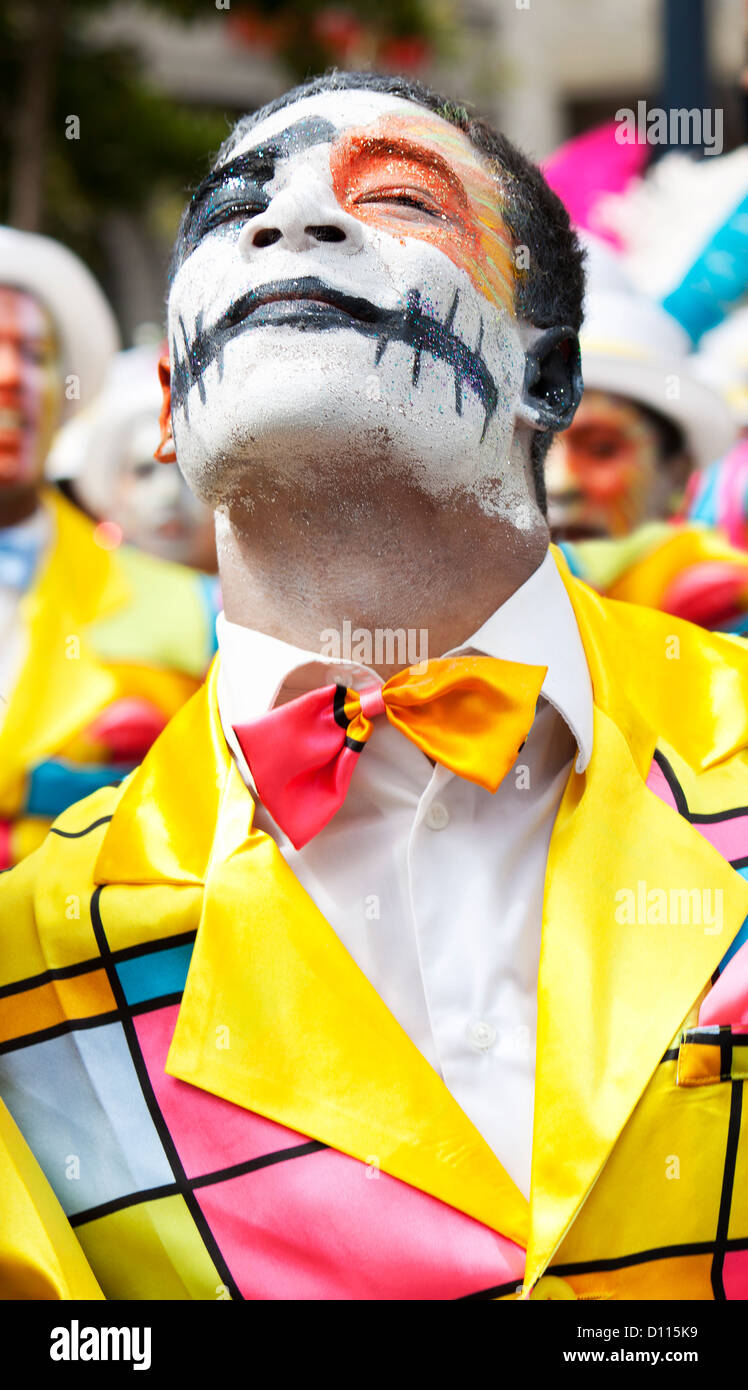 Man with striking face paint at Minstrel Carnival Stock Photo