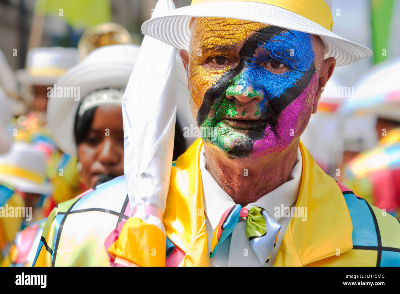 Man with face paint at Minstrel Carnival in South Africa Stock Photo