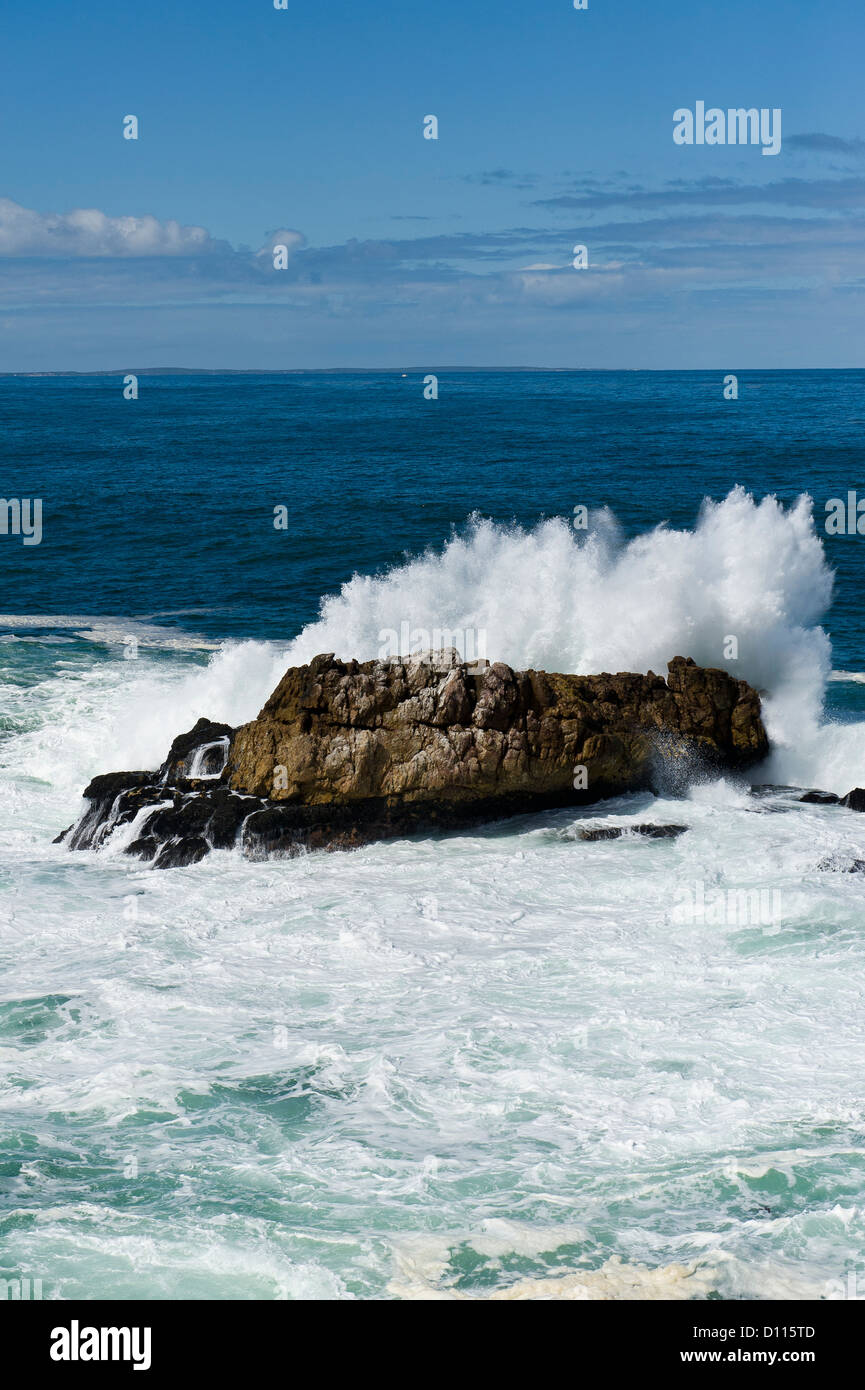 Wave crushing on rocks, Hermanus, South Africa Stock Photo