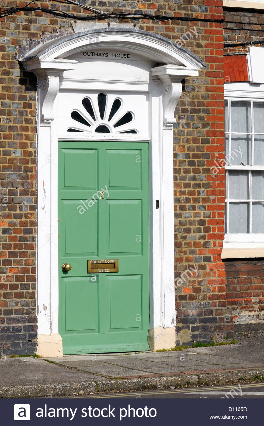 Green Front Door With Arched Pediment Blandford Forum