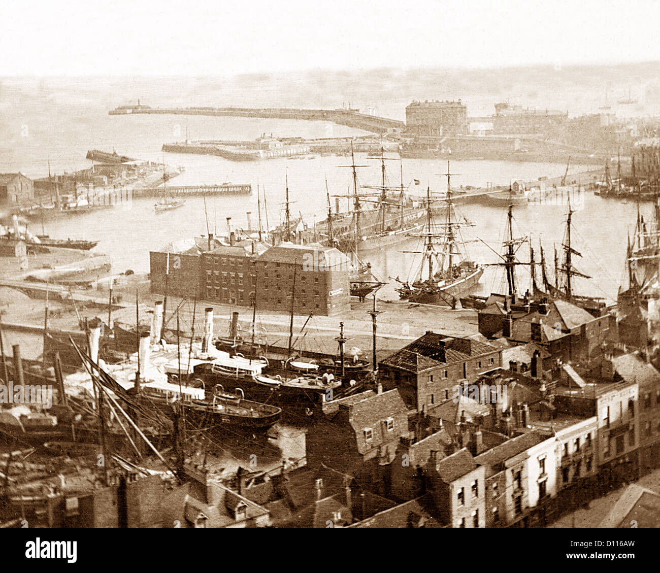 Dover Harbour Victorian period Stock Photo - Alamy