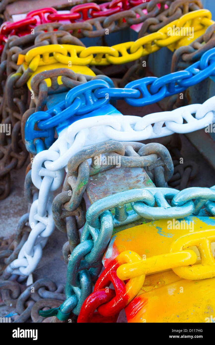 Anchor chain with coloured depth markings Stock Photo Alamy
